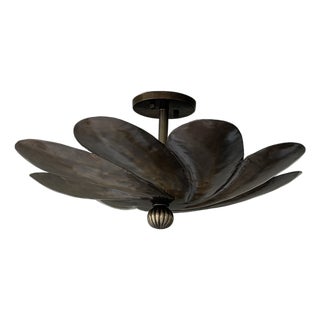 Handmade Brass Flower Flush Mount Ceiling Light For Sale