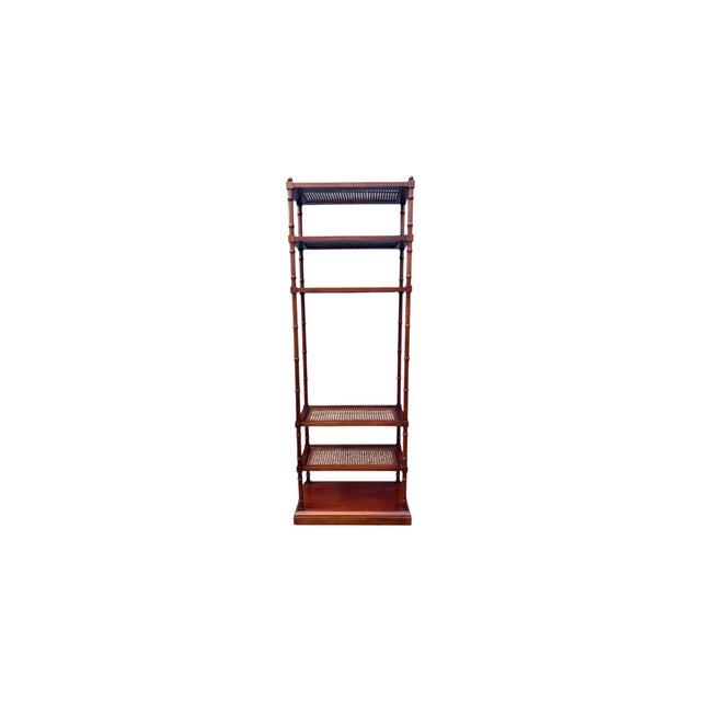 Hickory Chair Furniture Company Hickory Chair Co Cane/Glass Faux Bamboo Etagere For Sale - Image 4 of 8