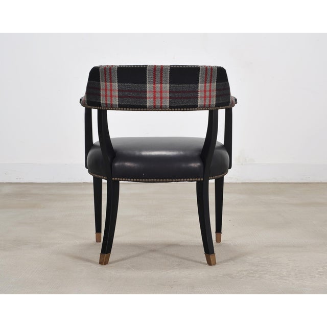 Wood Ralph Lauren Hither Hills Studio Dining Arm Chair Tartan Leather For Sale - Image 7 of 18