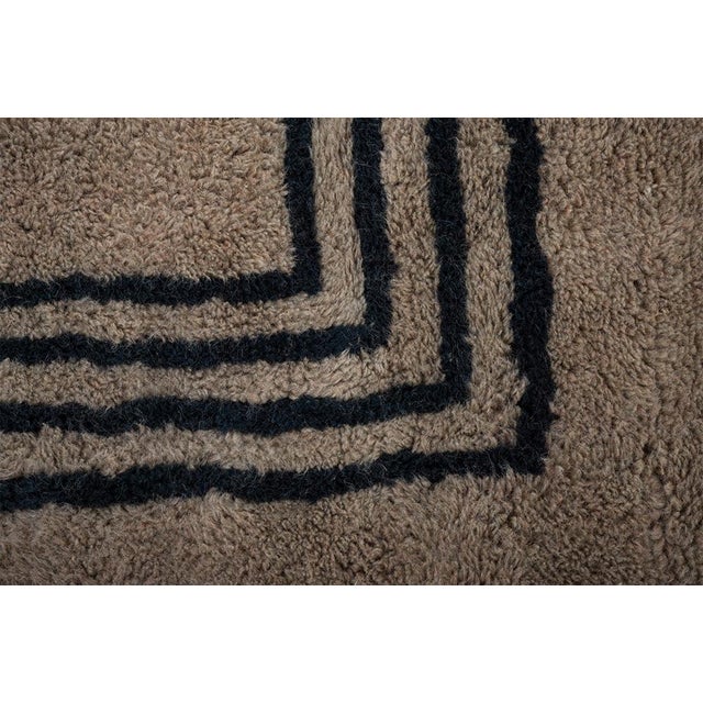 Angular Geometric Key-Line Hand-Knotted Wool Rug | 9'10" X 6'9" | One of a Kind For Sale - Image 4 of 9