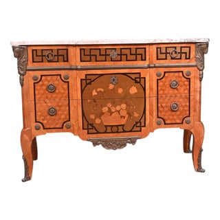 Louis XV Commode Chest with Marquetry Inlay, 1880s For Sale