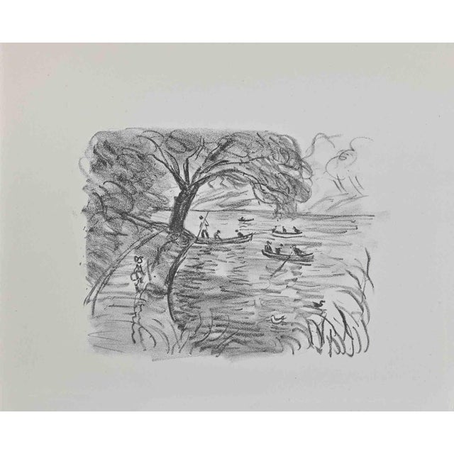 La Promenade en Bateau is an original modern artwork realized by Raoul Dufy in 1930s Original Lithograph. Good conditions....