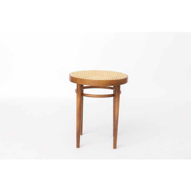 Vintage Bentwood Stool with Vienna Cane Seat, 1950s–1960s Unknown manufacturer. Only 1 available. Elegant vintage bentwood...