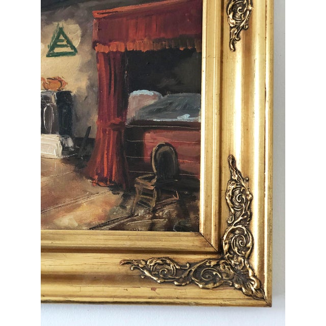 Mid-Century Modern Bjarne Landberg, Cottage Interior, 1960s, Oil Painting on Canvas, Framed For Sale - Image 3 of 13