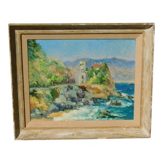 Pedro Martinez Sancho, Mid 20th C. Early Spanish Artist, Coastal Oil Painting For Sale