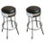 Vintage bar stool of chrome steel, with stationary seat of chrome with vinyl upholstery, resting on four leg stretcher...