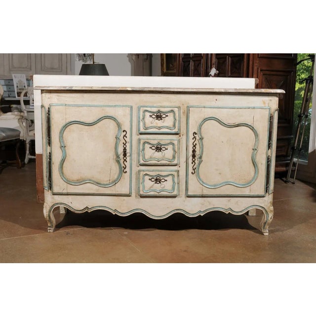 Wood 18th Century French Painted Buffet For Sale - Image 7 of 10