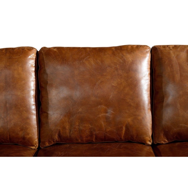 2020s English Rolled Arm Sofa - Light Brown Leather For Sale - Image 5 of 10