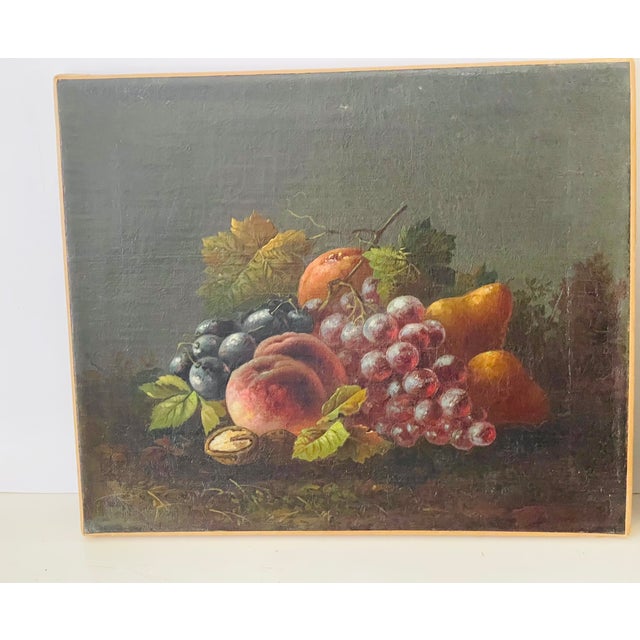Army 19 th c European oil on canvas still lives with grapes and fruit paintings. Even Age craquellure , professionals...