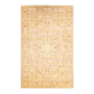 Mogul, One-of-a-Kind Hand-Knotted Area Rug - Ivory, 4' 1" x 6' 2" For Sale