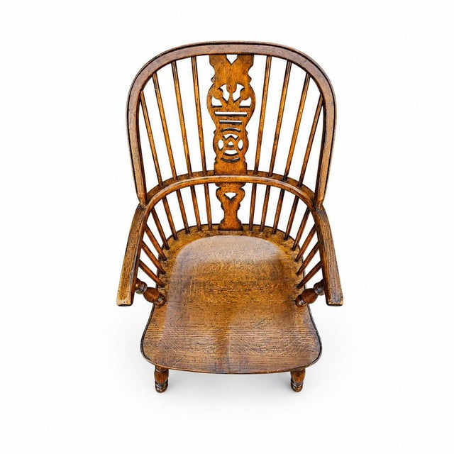 Vintage Oak Wheelback Windsor Armchairs, 1980s, Set of 9 For Sale - Image 12 of 18
