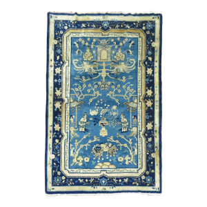 Blue Chinese Pictorial Antique Peking Rug