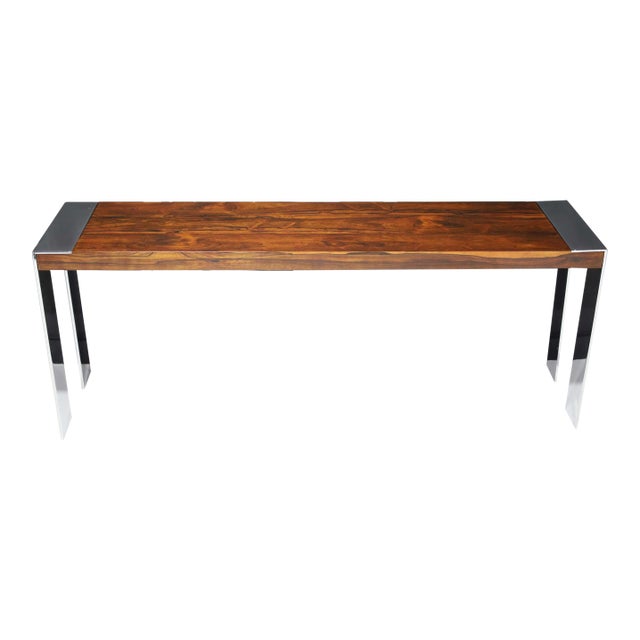 Late 20th Century Flair Rosewood and Chrome Console For Sale