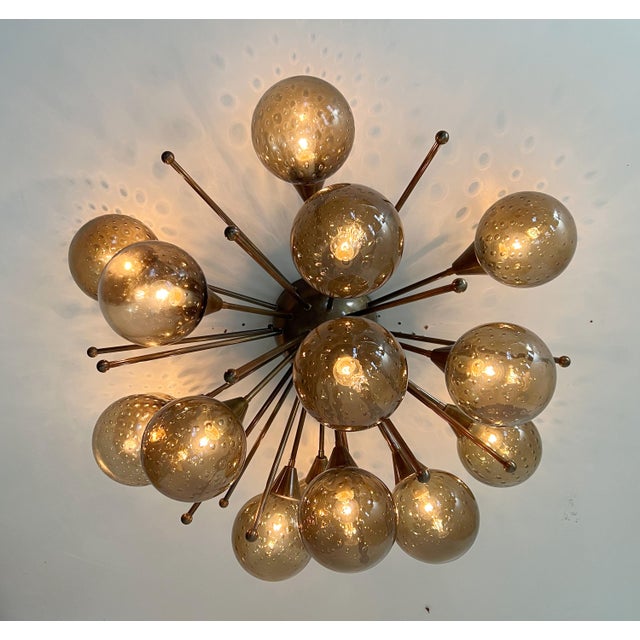 21st Century Mezzo Bronze Smoky Bubbles Murano Flush Mount by Fabio LTD For Sale - Image 6 of 10