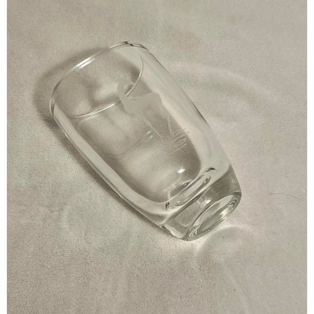 Transparent Vintage Scandinavian Large Glass Vase Art-Glass Etched Deer, C. 1950s-1960s For Sale - Image 8 of 11