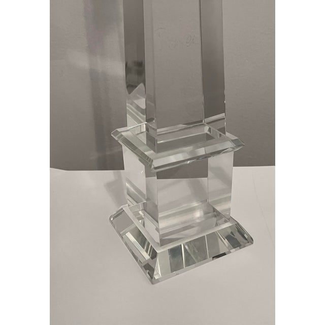 Large Vintage French Crystal Glass Obelisk For Sale In New York - Image 6 of 12