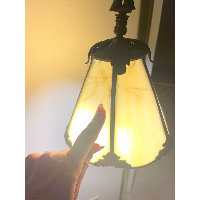 Mid 20th Century Gorgeous Vintage Tiffany-Style Bridge Arm Floor Lamp For Sale - Image 9 of 12