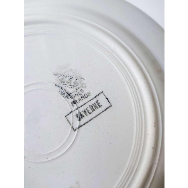 French Art Deco Style Digoin Plates with Stylized Roses from Digoin-Sarreguemines, 1950s, Set of 6 For Sale - Image 3 of 7