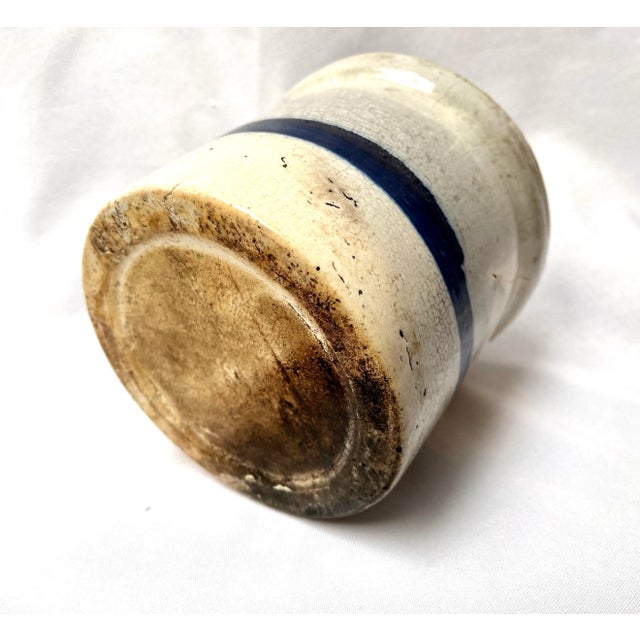Ceramic Vintage Blue Stripe Stoneware Crock/Salt For Sale - Image 7 of 11