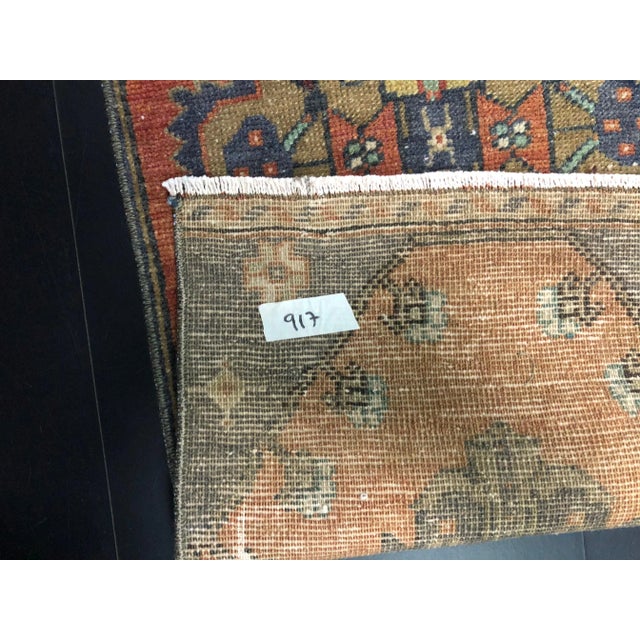 1960s Vintage Floral Design Turkish Handmade Orange Small Rug For Sale - Image 5 of 6