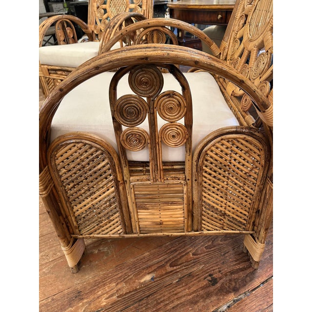 Large Lacquered Rattan & Bamboo Club Chairs -a Pair For Sale - Image 4 of 13