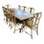Bespoke 90” Wood & Iron Trestle Dining Table With 8 Custom Swedish Rococo Chairs by Slovack-Bass For Sale