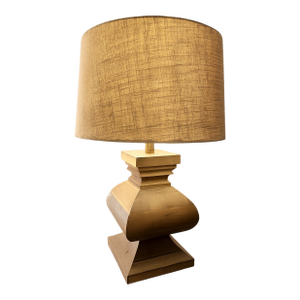 Chunky Wooden French Baluster Style Table Lamp With Burlap Drum Shade for Ralph Lauren, Ranch, Rustic, Cottage Core & Equestrian Style Decor. See Pics