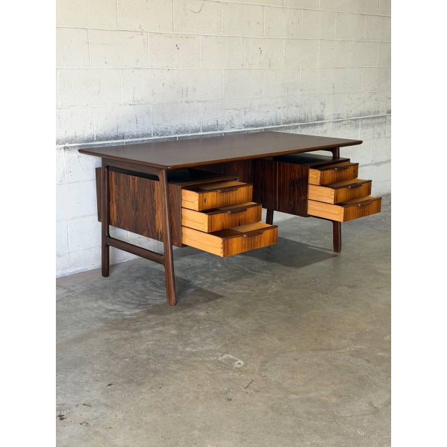 Mid-Century Modern In Style of Gunni Omann for Omann Jun Model 75 Rosewood Executive Desk Danish Mid-Century Modern 1960s For Sale - Image 3 of 11