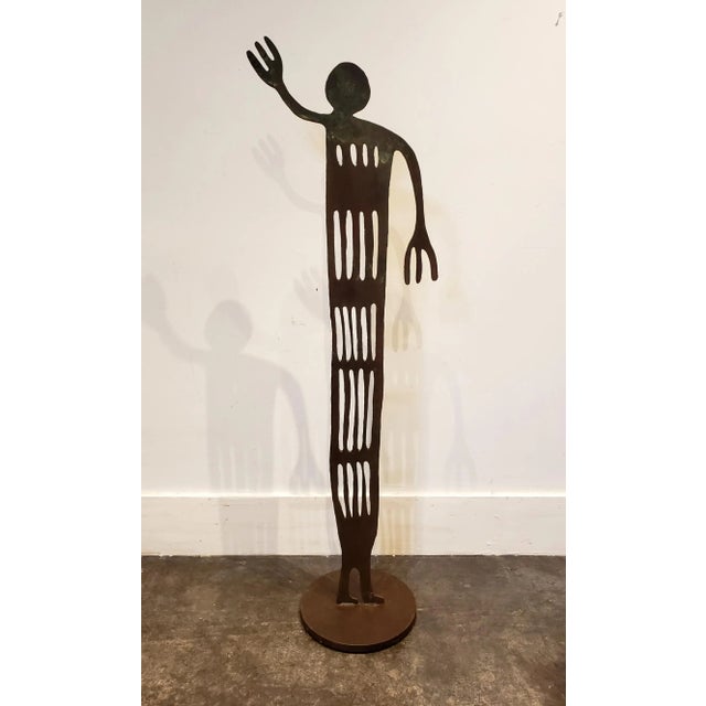 Metal Large Native American Iron Hieroglyph Figure Sculpture New Mexico Circa 1990s For Sale - Image 7 of 8