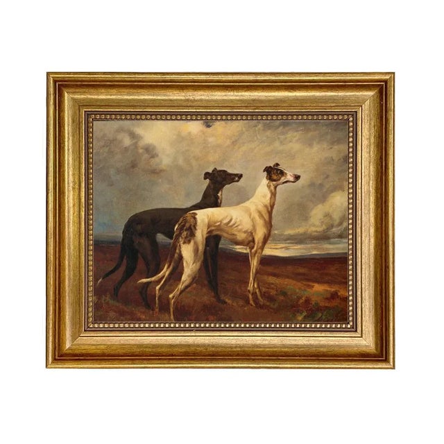 Not Yet Made - Made To Order Greyhounds in Field Print on Canvas in Antiqued Gold Frame- a 8" X 10" Framed to a 11-1/2" X 13-1/2" For Sale - Image 5 of 5