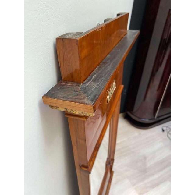 Biedermeier Cherry Wall Mirror with Brass Decor, South Germany, 1820s For Sale - Image 13 of 18