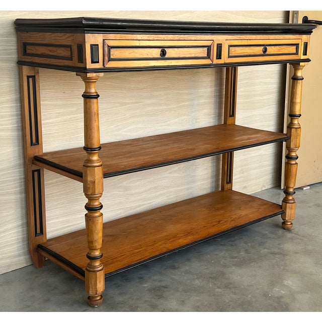 Early 20th C English Lemontree Three Tier Server or Buffet With Drawers For Sale - Image 6 of 12