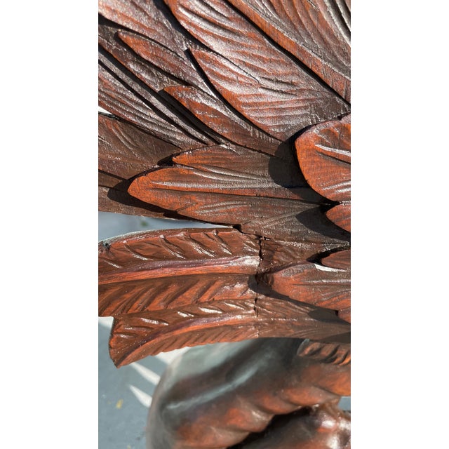 19th Century Rare Monumental Pair of Hand-Carved Griffin Pedestal Stands in Dark Wood For Sale In Miami - Image 6 of 12