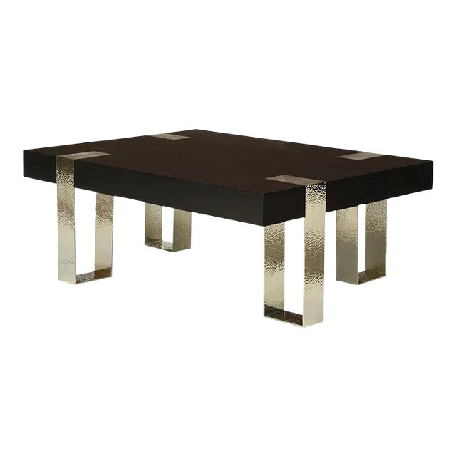 Rift Oak & Nickel Plated Brass Aristide Coffee Table From the Madeline Stuart Collection For Sale
