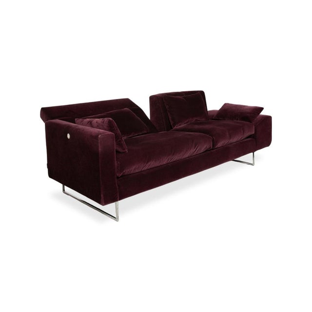 Embrace Three-Seater Sofa in Velour Velvet, Chrome and Violet with Manual Function by Brühl For Sale - Image 5 of 15