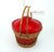 b.f. Goodrich N'icer Red Ice Bucket With Wicker Basket Carrier, 1950's For Sale - Image 12 of 13