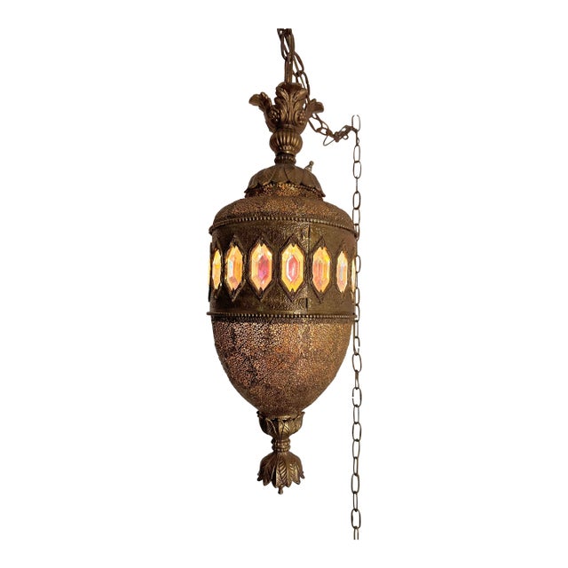 1960’s Morrocan Style Hollywood Regency Pendant Fixture For Sale