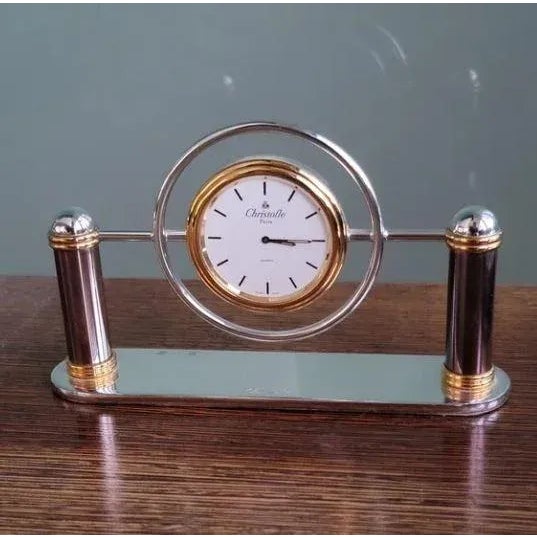 Vintage Christofle Silver Plated Art Deco Desk Clock For Sale - Image 12 of 12