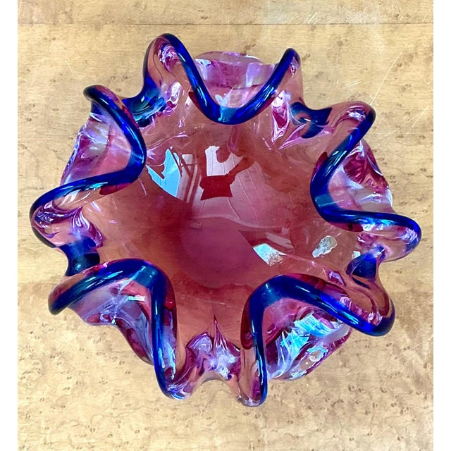 Murano Pink and Blue Glass Bowl For Sale In West Palm - Image 6 of 18