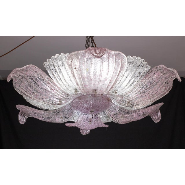 Metal Large Vintage 1980s Murano Glass Ceiling Lamp Pink For Sale - Image 7 of 12
