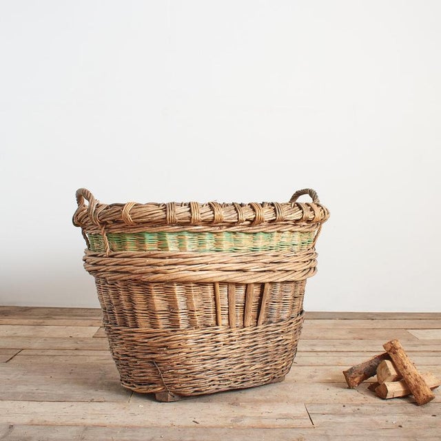 Antique French Champagne Grape Harvest Log Basket, 1920s For Sale - Image 8 of 8
