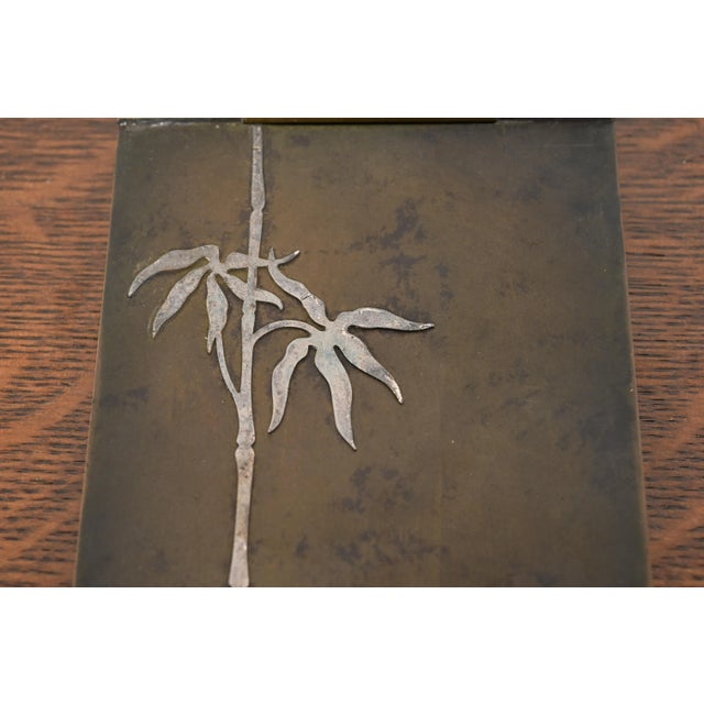 Bronze Heintz Arts & Crafts Sterling Silver on Bronze Notepad Holder With Pen Rest For Sale - Image 8 of 11