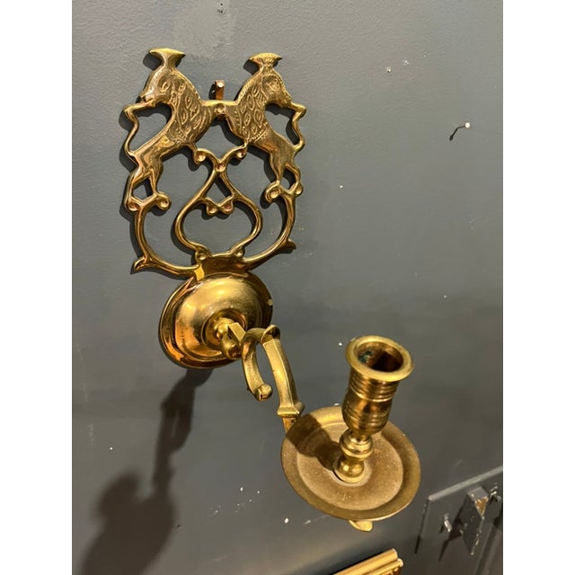 Mid-Century Modern Vintage Brass Candle Sconce Pair For Sale - Image 3 of 10