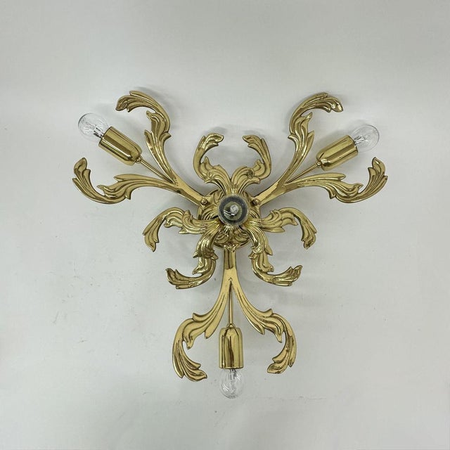 Gold Brass Ceiling Lamp by C. S. Arte, Italy, 1970s For Sale - Image 8 of 8