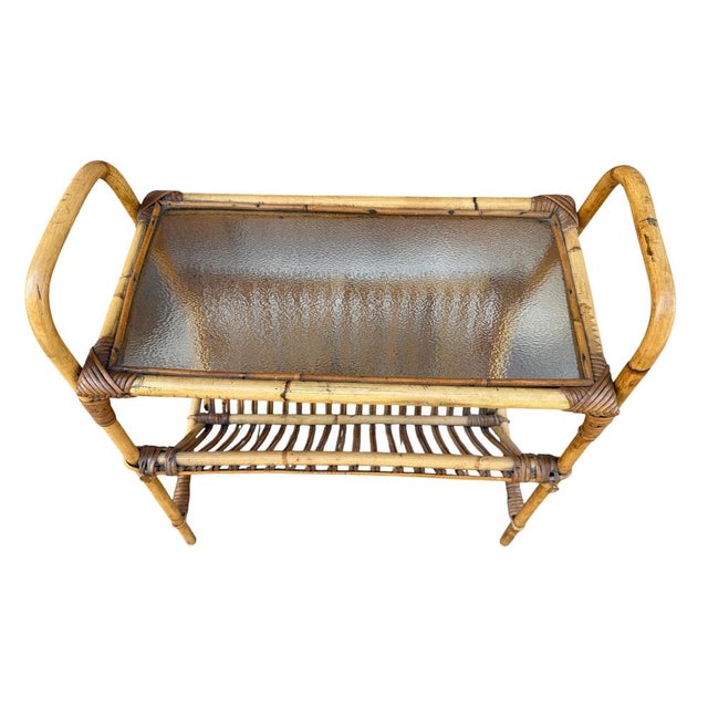 Italian Rattan Side Table, 1950s For Sale - Image 12 of 14