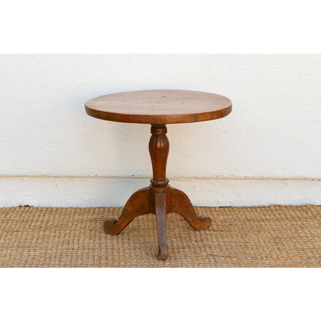 Antique Colonial Teak Round End Table For Sale In Los Angeles - Image 6 of 10