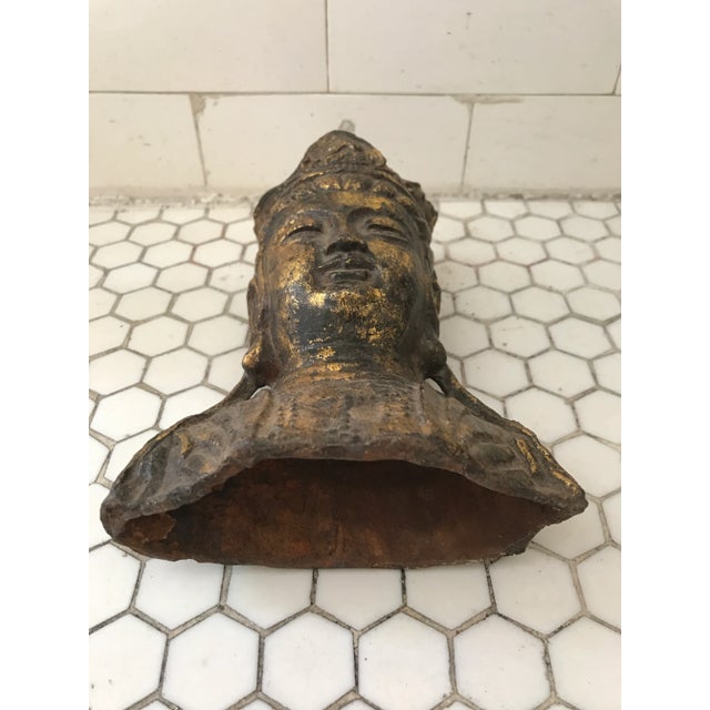 Gold Leaf Metal Buddha Head For Sale - Image 10 of 11