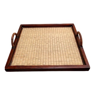 Large Vintage Balinese Wood Butler Tray For Sale