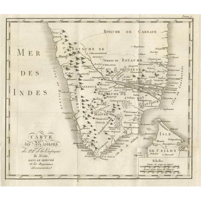 Antique Map of the Jesuit Missions in Madurai and Surrounding Kingdoms, 1760s For Sale - Image 10 of 10