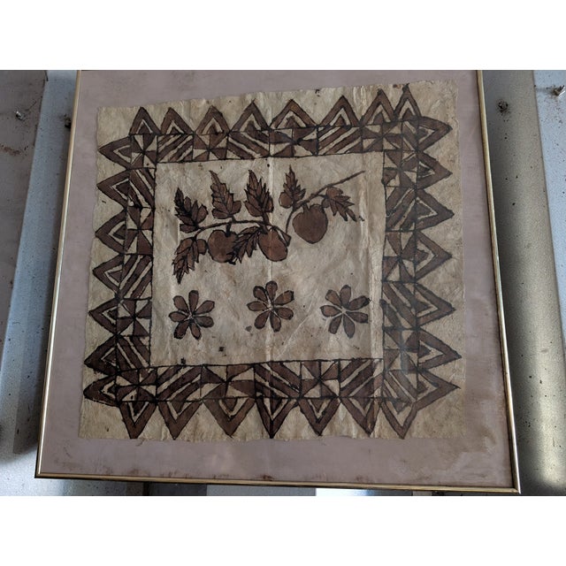 This striking vintage tapa cloth (traditional Pacific Island bark cloth) is a beautiful example of Polynesian textile art....